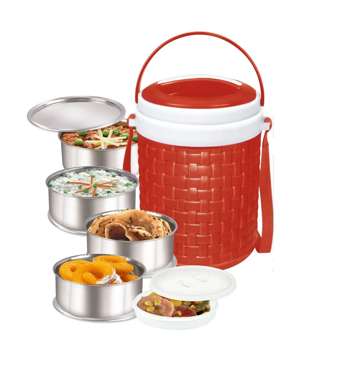 Varad Nutri 4 Doble Wall Insulated Stainless Steel Inner Compartment BPA Free Plastic Attractive Colours Very Compatct And Handy Insulated Tiffin Carrier