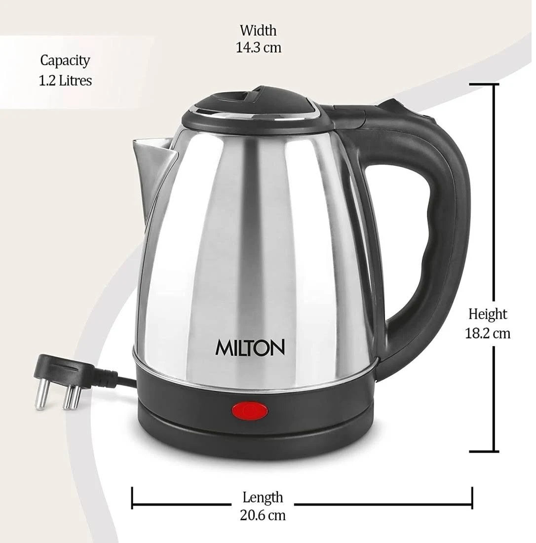 MILTON INSTA ELECTRIC KETTLE 1.2 Stainless Steel Power Indicator Electric Kettle (1.2 L, Silver)