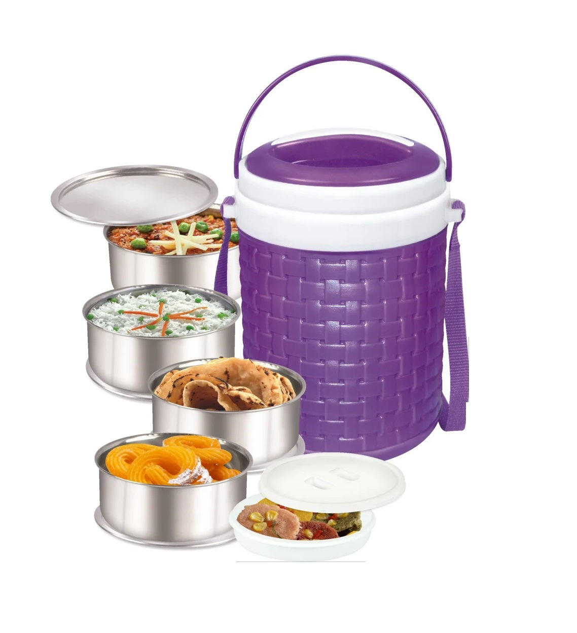 Varad Nutri 4 Doble Wall Insulated Stainless Steel Inner Compartment BPA Free Plastic Attractive Colours Very Compatct And Handy Insulated Tiffin Carrier