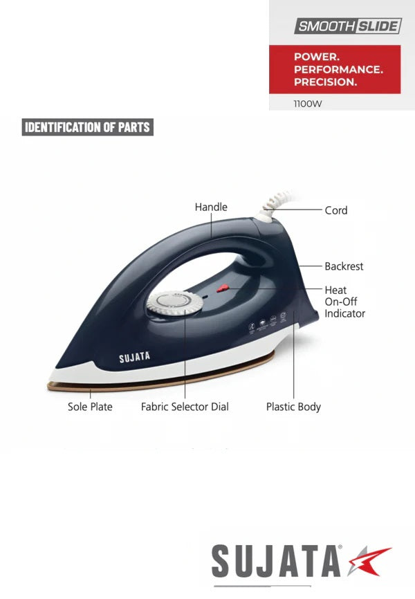 SUJATA Smooth Slide 1100watt 1100 W Dry Iron (MIDNIGHT BLUE)