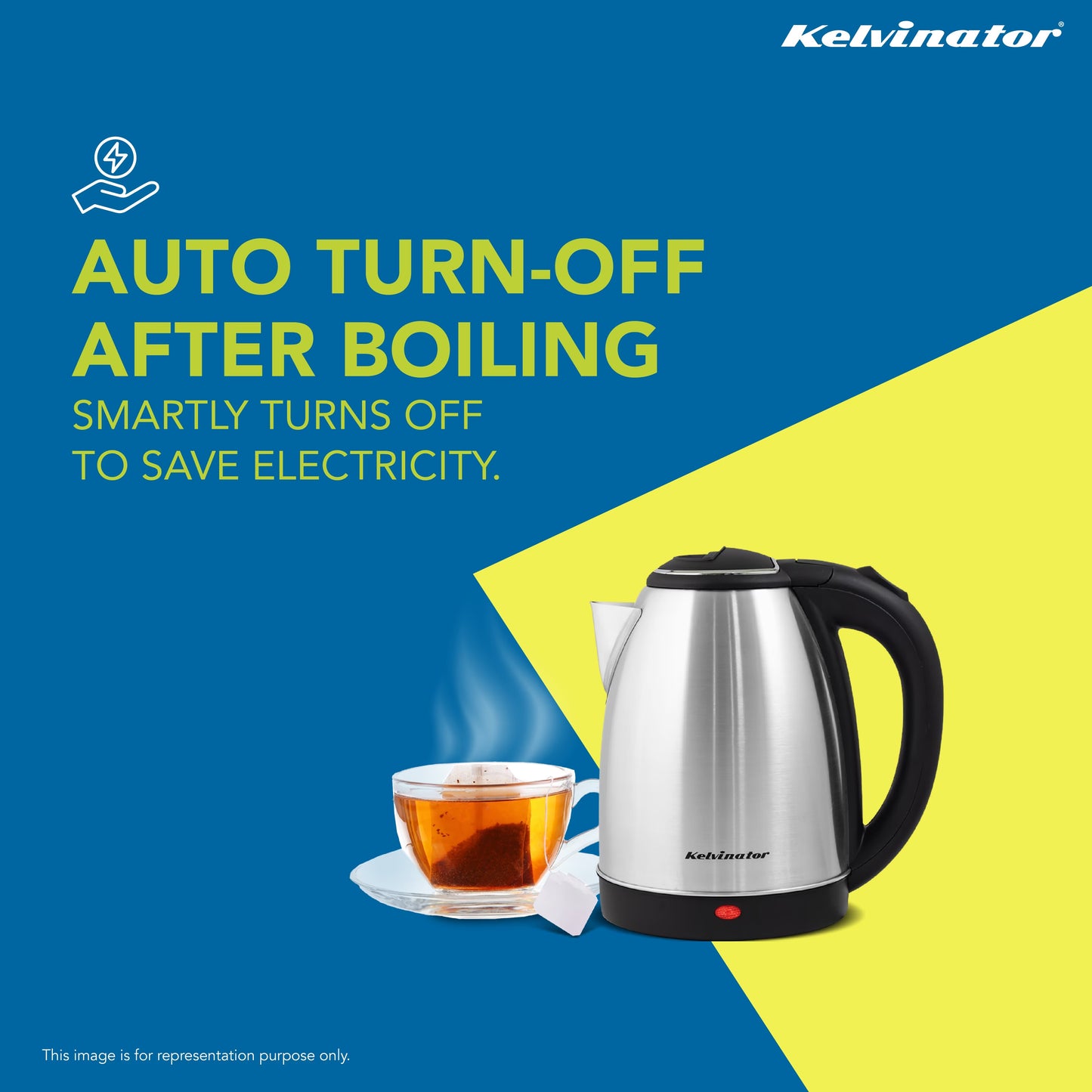 Kelvinator KEKS00118, 1.8 Liters, 1200 Watts, Stainless Steel Interior Electric Kettle, Water Level Indicator, LED Light, Dry Boil Protection, Auto Shut-off, 2 Years Warranty, Silver