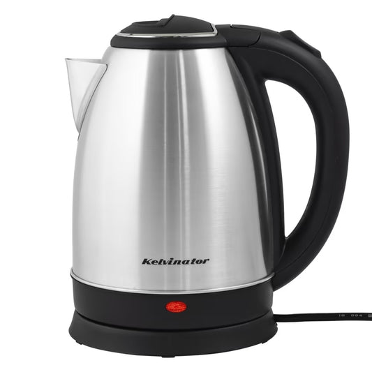 Kelvinator KEKS00118, 1.8 Liters, 1200 Watts, Stainless Steel Interior Electric Kettle, Water Level Indicator, LED Light, Dry Boil Protection, Auto Shut-off, 2 Years Warranty, Silver
