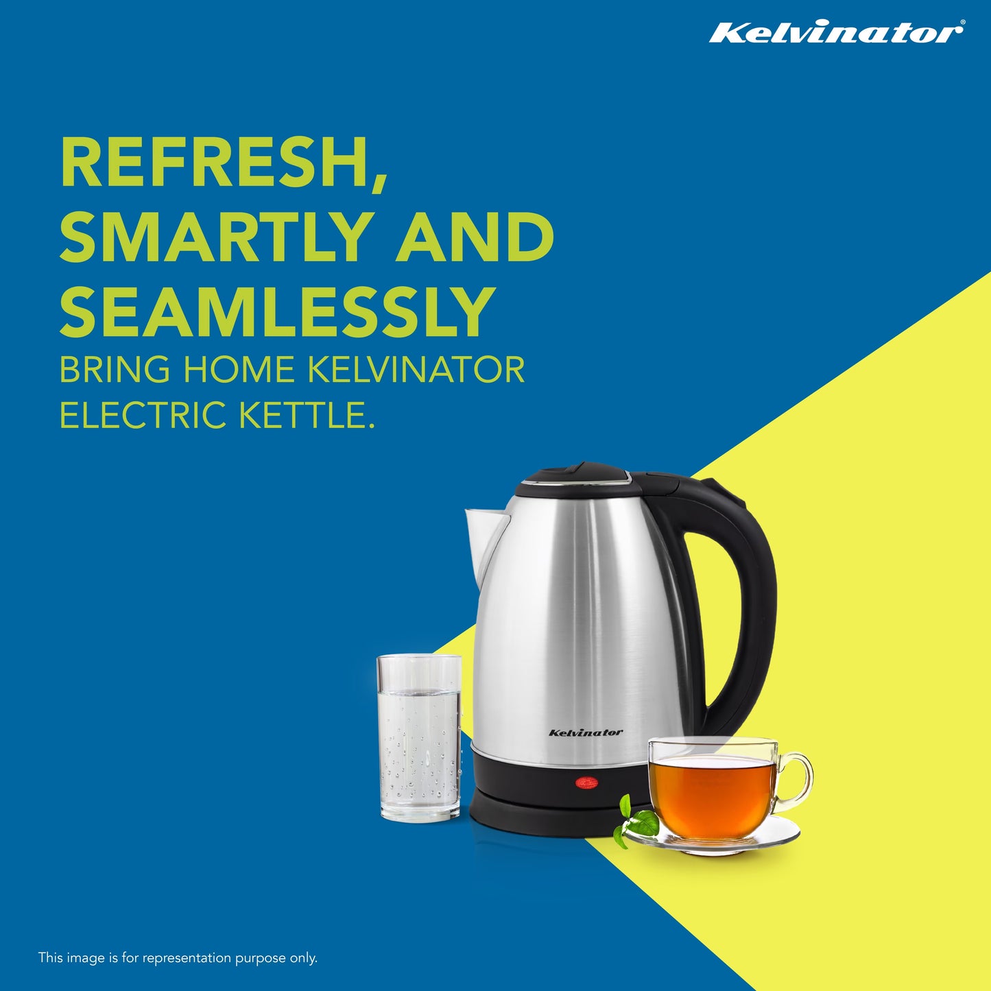 Kelvinator KEKS00118, 1.8 Liters, 1200 Watts, Stainless Steel Interior Electric Kettle, Water Level Indicator, LED Light, Dry Boil Protection, Auto Shut-off, 2 Years Warranty, Silver