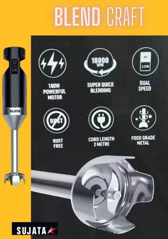 SUJATA BLEND CRAFT 180 W Hand Blender, Electric Whisk (Black)