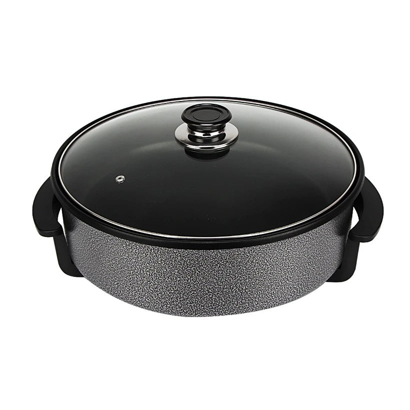 AFINITO Multi-Functional Electric Pizza Pan AF-175 with Glass Lid - 36cm Diameter, Non-Stick, Adjustable Thermostat