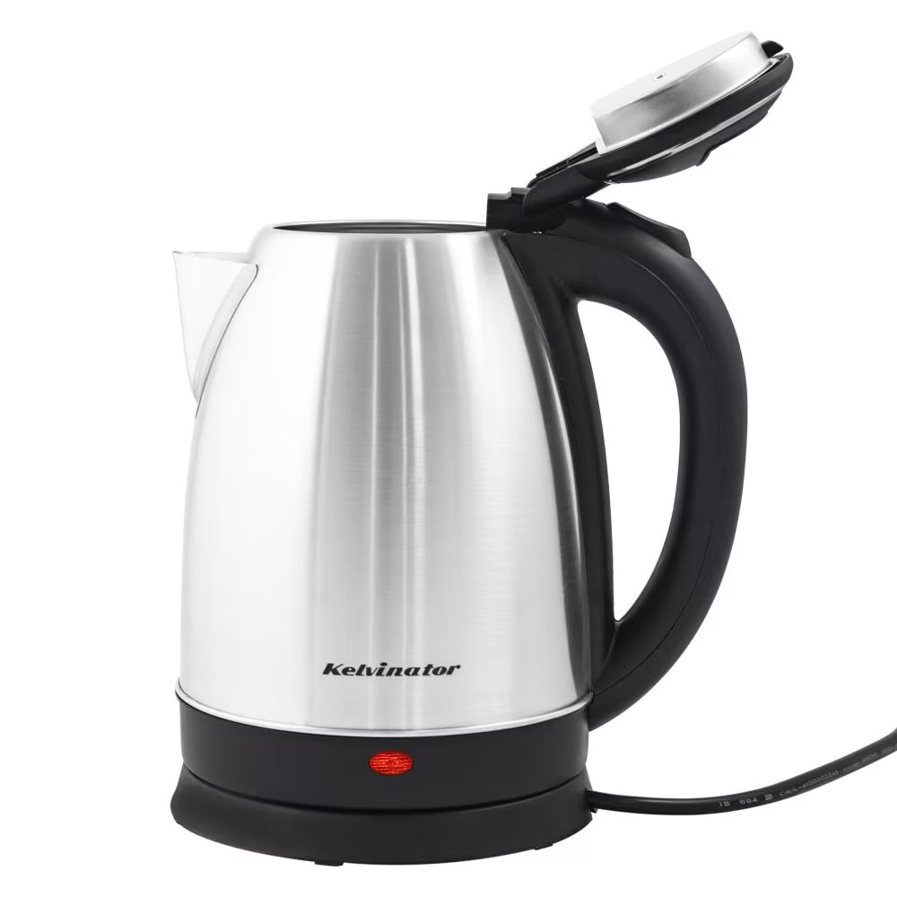 Kelvinator KEKS00118, 1.8 Liters, 1200 Watts, Stainless Steel Interior Electric Kettle, Water Level Indicator, LED Light, Dry Boil Protection, Auto Shut-off, 2 Years Warranty, Silver