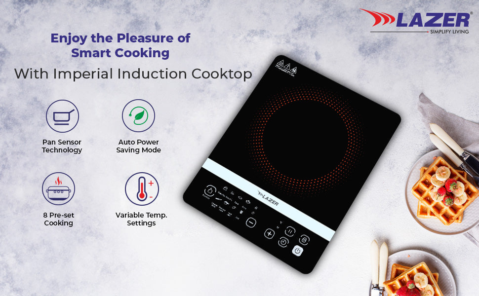 Lazer Imperial 2100 Watts Induction Cooktop | Automatic power |1 year warranty|Black