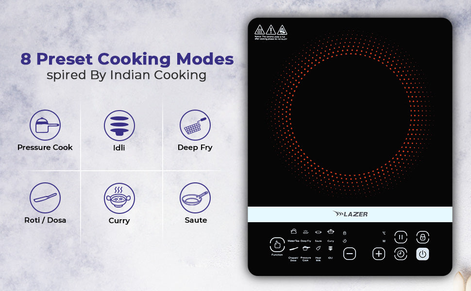 Lazer Imperial 2100 Watts Induction Cooktop | Automatic power |1 year warranty|Black
