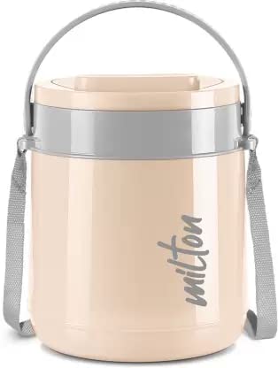 MILTON Classic Stainless Steel Tiffin With Lifter, 3 Container, 300 ml Each, Ivory | PU Insulated | Food Grade | Easy To Carry | Hot & Cold | Office | Outdoors | Food Grade