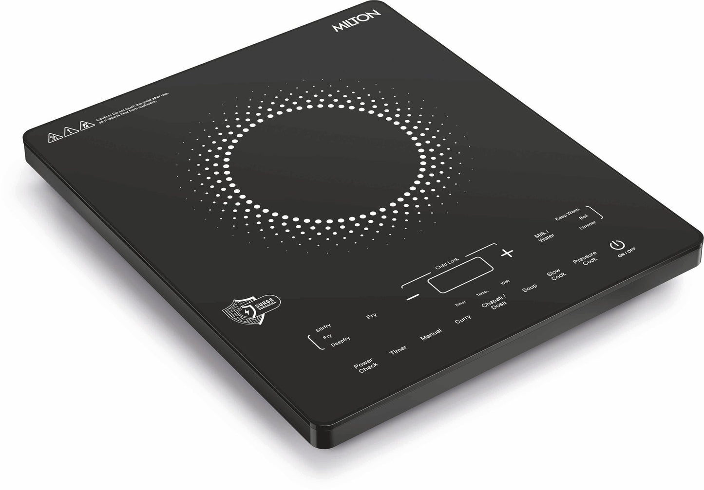 Milton Elio Elite Induction Cooktop 1600Watts || 5KV + Surge Protected Induction Cooktop, Heavy Duty Glass || Childlock Function || 3 Years Warranty On Coil