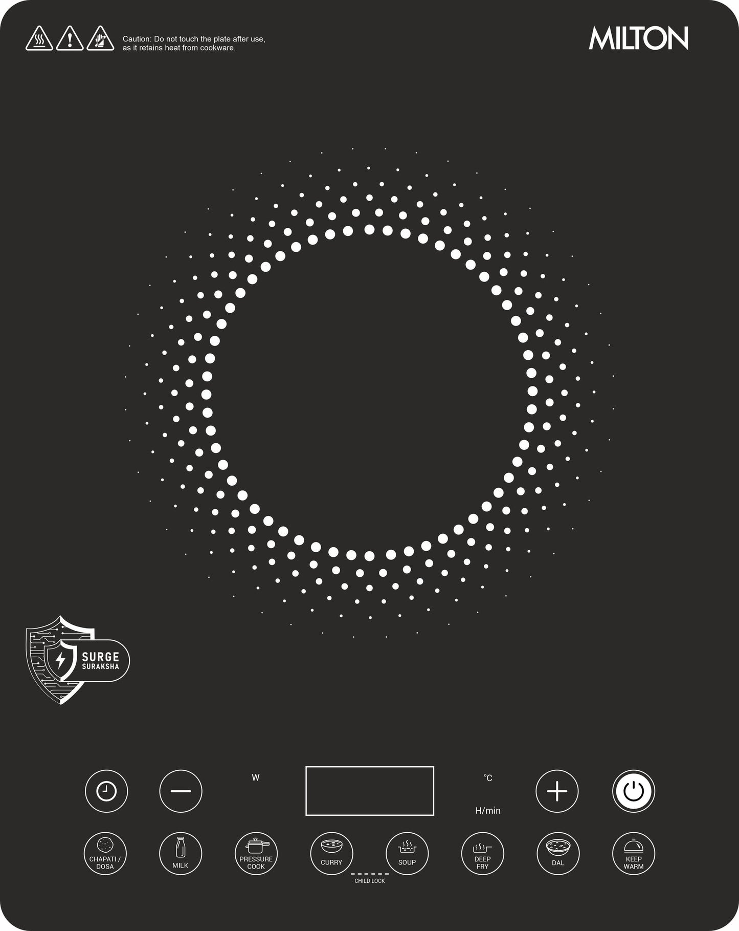 Milton Elio Elite Induction Cooktop 1600Watts || 5KV + Surge Protected Induction Cooktop, Heavy Duty Glass || Childlock Function || 3 Years Warranty On Coil