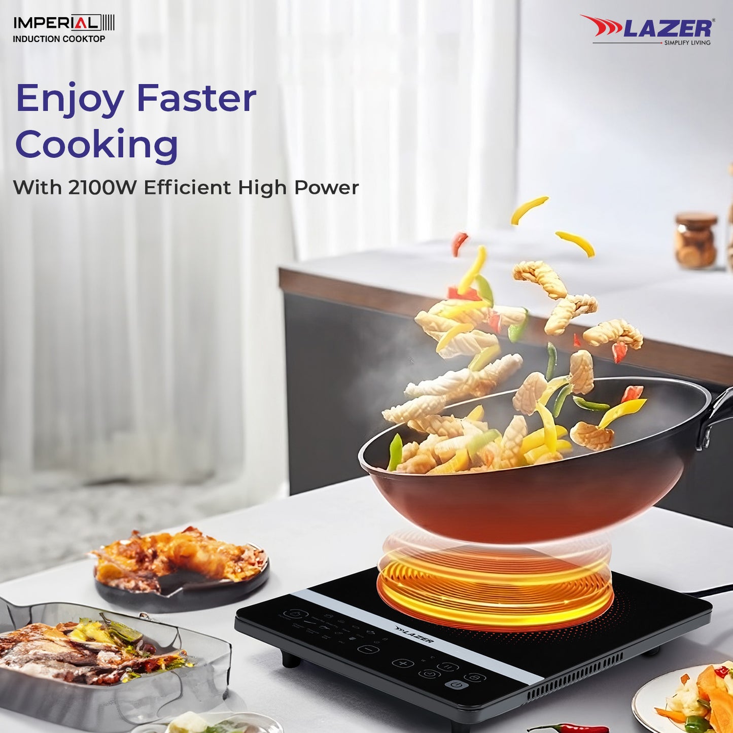 Lazer Imperial 2100 Watts Induction Cooktop | Automatic power |1 year warranty|Black