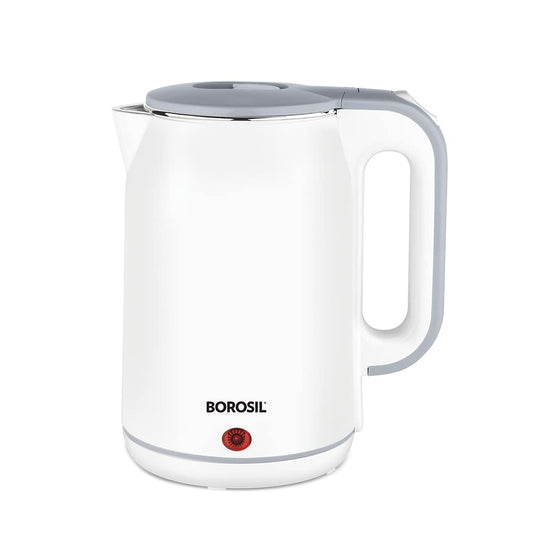 Borosil Cooltouch Electric Kettle, Stainless Steel Inner Body, Boil Water For Tea, Coffee, Soup, Silver, 1800 Watts, 1.8 Liter