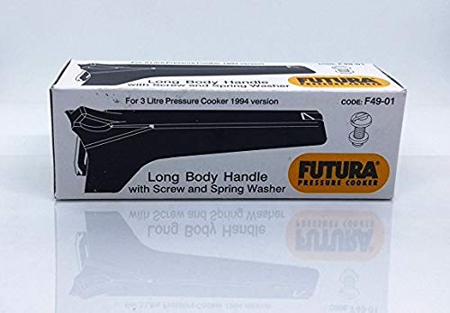 Hawkins Plastic Futura Long Body Handle With Screw And Spring Washer For 3 Litre Futura Pressure Cooker (BHF3), Black, Standard, 3 Liter