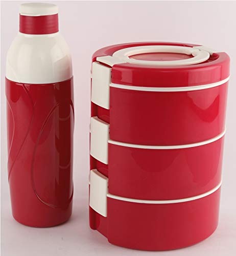 Cello Decker Set of Stainless Steel Lunch Box & Water Bottle (Red)-2 Pieces