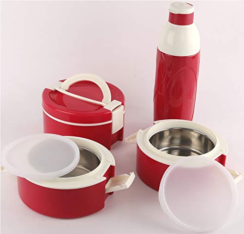 Cello Decker Set of Stainless Steel Lunch Box & Water Bottle (Red)-2 Pieces