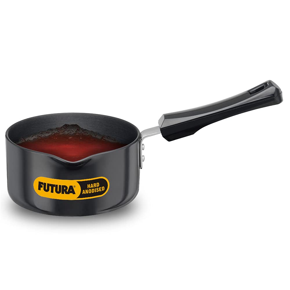 Hawkins Futura Hard Anodised Saucepan, Capacity 1 Litre, Diameter 14 Cm, Thickness 3.25 Mm, Black (As10) (Aluminium),Non-Stick, 1 Liter