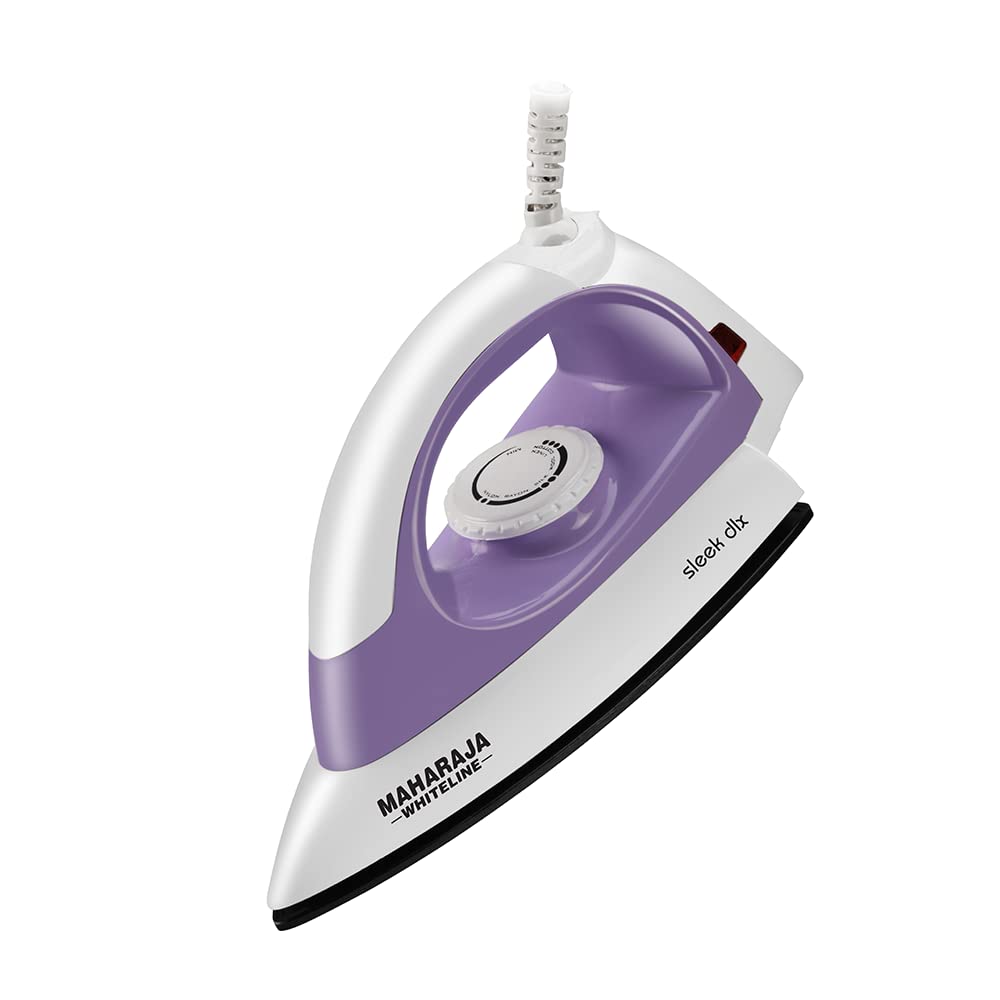 Maharaja Whiteline Plastic Sleek Dlx Pro Dry Iron, 1000W (Pastel Violet & White), 1000 Watts