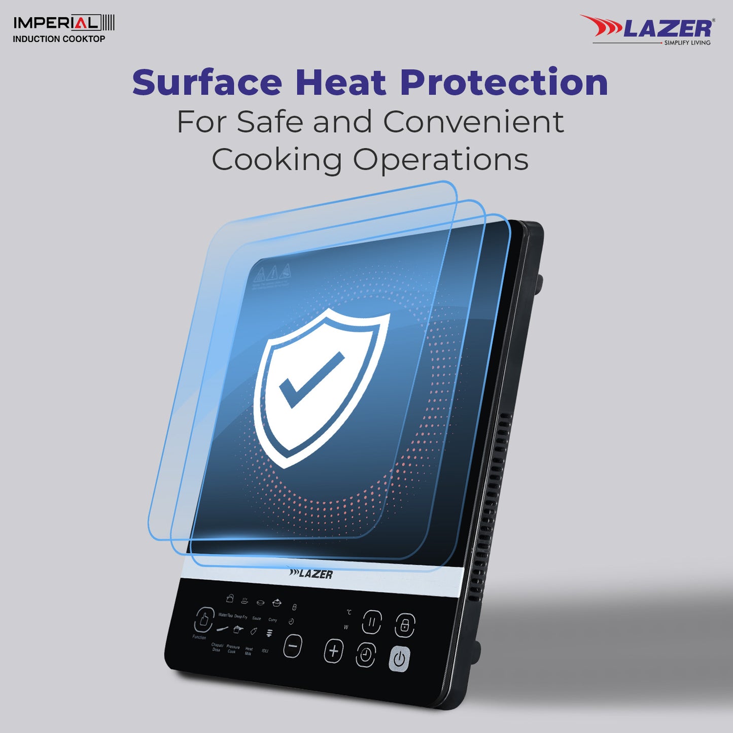 Lazer Imperial 2100 Watts Induction Cooktop | Automatic power |1 year warranty|Black