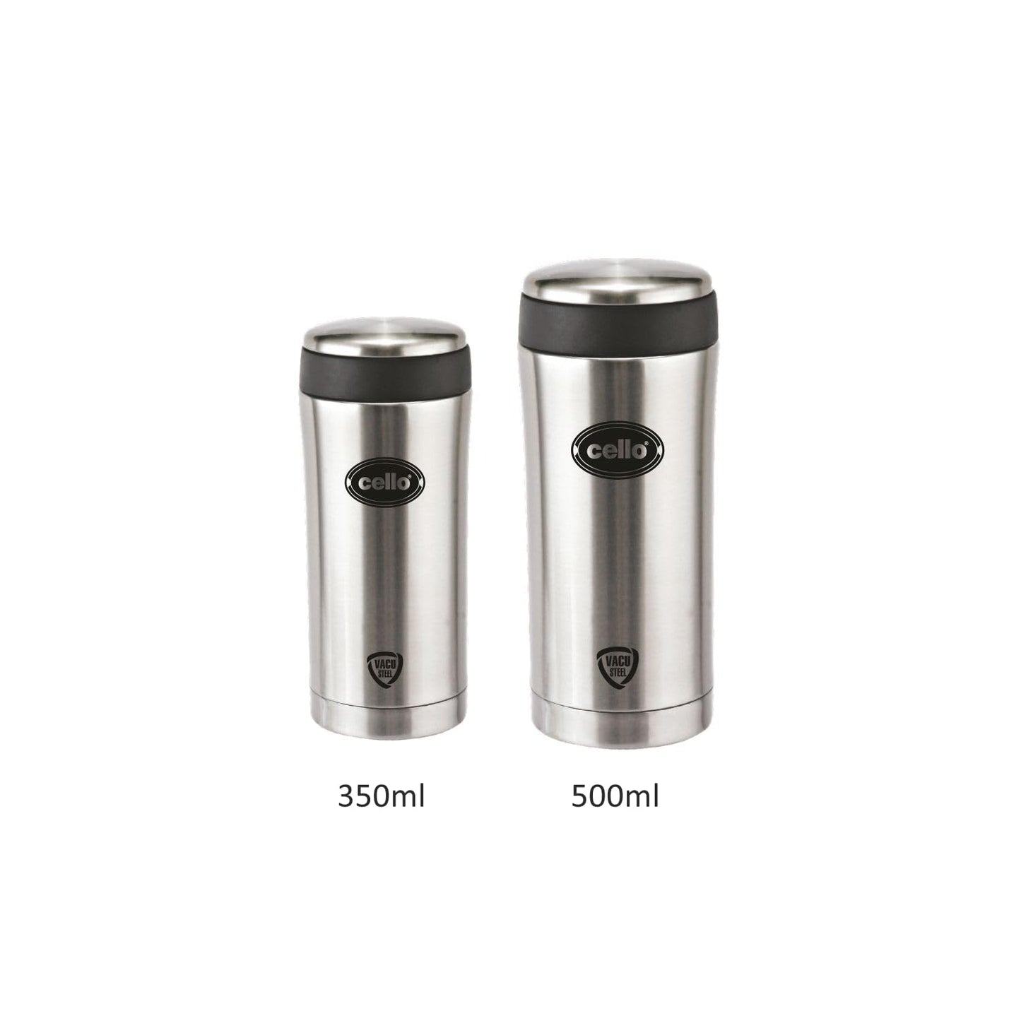 Cello My Cup Stainless Steel Water Bottle | Leak-Proof Cap & Wide Mouth Opening | Thermo Steel Technology | Ideal for Gym or Various Outdoor Activities Like Hiking, Trekking | 350ml- Silver