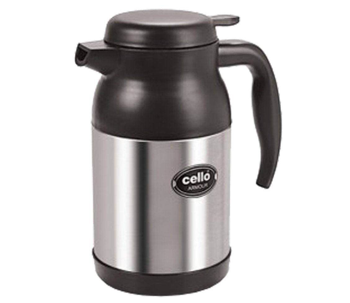 Cello Armour Vacuum Insulated Flask, 1200ml, Silver | Hot and Cold Flask | Portable Stainless Steel Pot | Ideal for Travel, Home, Office School