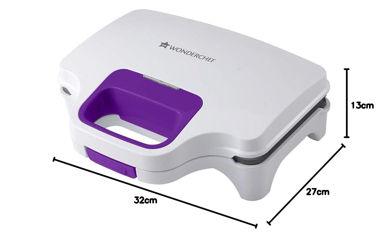 Wonderchef Deep Pocket Electric Sandwich Maker,Toaster | 830 Watt| Auto Temp Control, LED indicator| Cool Touch Handle, Buckle Clip Lock| Grill Sandwiches, Bread, Kebabs, Paneer,Tikkis and Quesadillas| Oil Free Toasting| 1 Year Warranty
