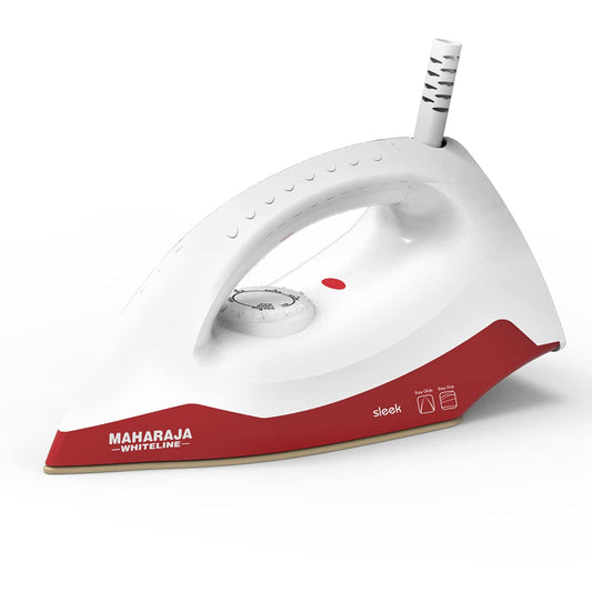 Maharaja Whiteline Sleek Dry Iron, 1000W (White & Cherry Red), Standard (Sleek / DI-129)