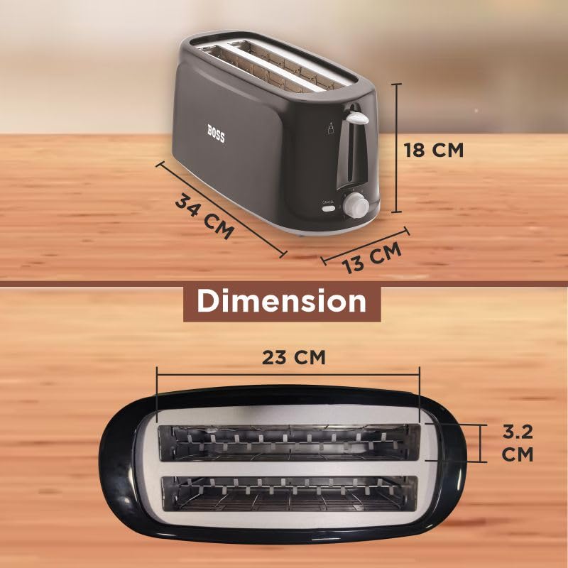 Boss Eden 1100-Watt 4 Slice Automatic Pop-Up Toaster (Black) - 1100 Watts