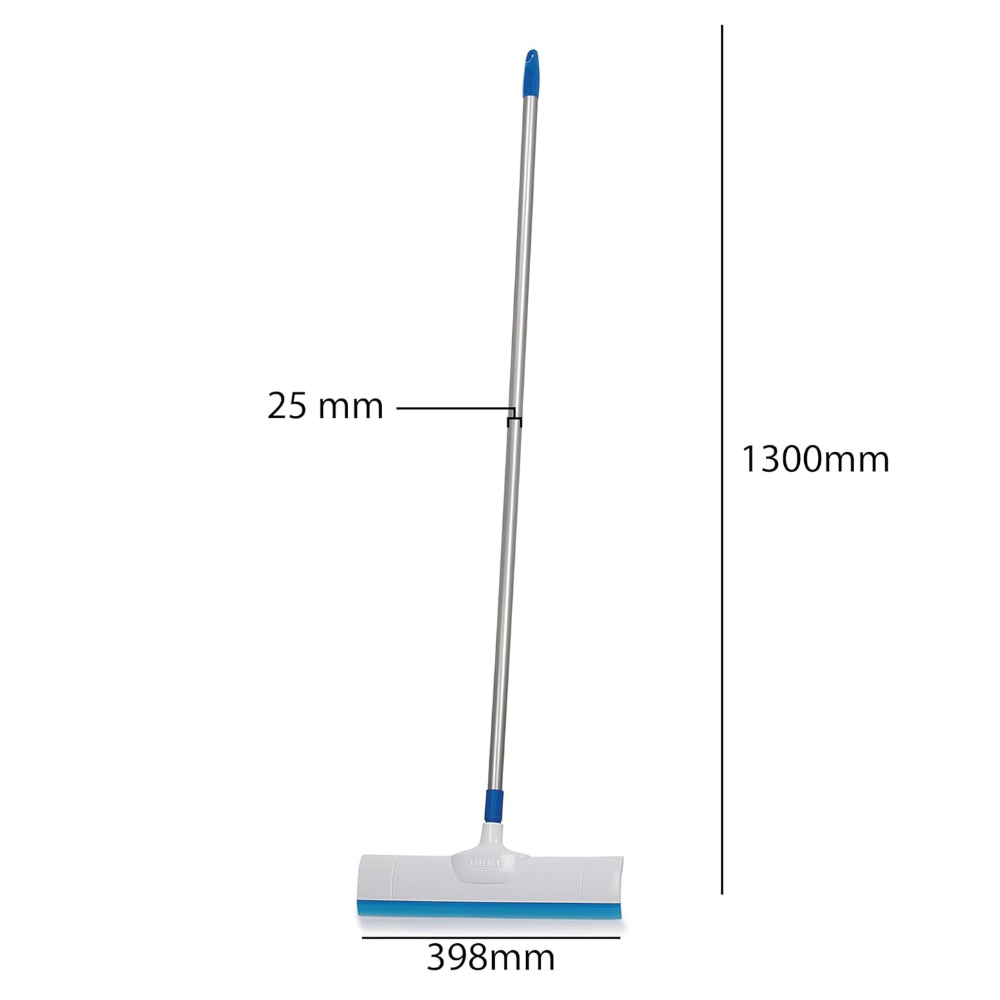 Cello Kleeno Standee Floor Wiper| Flexible Rubber Lip | Brush Body Plastic & Steel Rod | Lightweight | Cleaning Tool | Cleaning Home, Kitchen, Bathroom | Blue and White