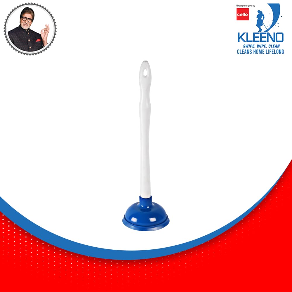 Cello Kleeno Max Multifunctional Plunger | Enhanced Pressure, Fit, and Suction | Plastic Handle For Comfortable Grip | Compact Design with Ergonomic Handle and Long-Lasting Durability | Blue