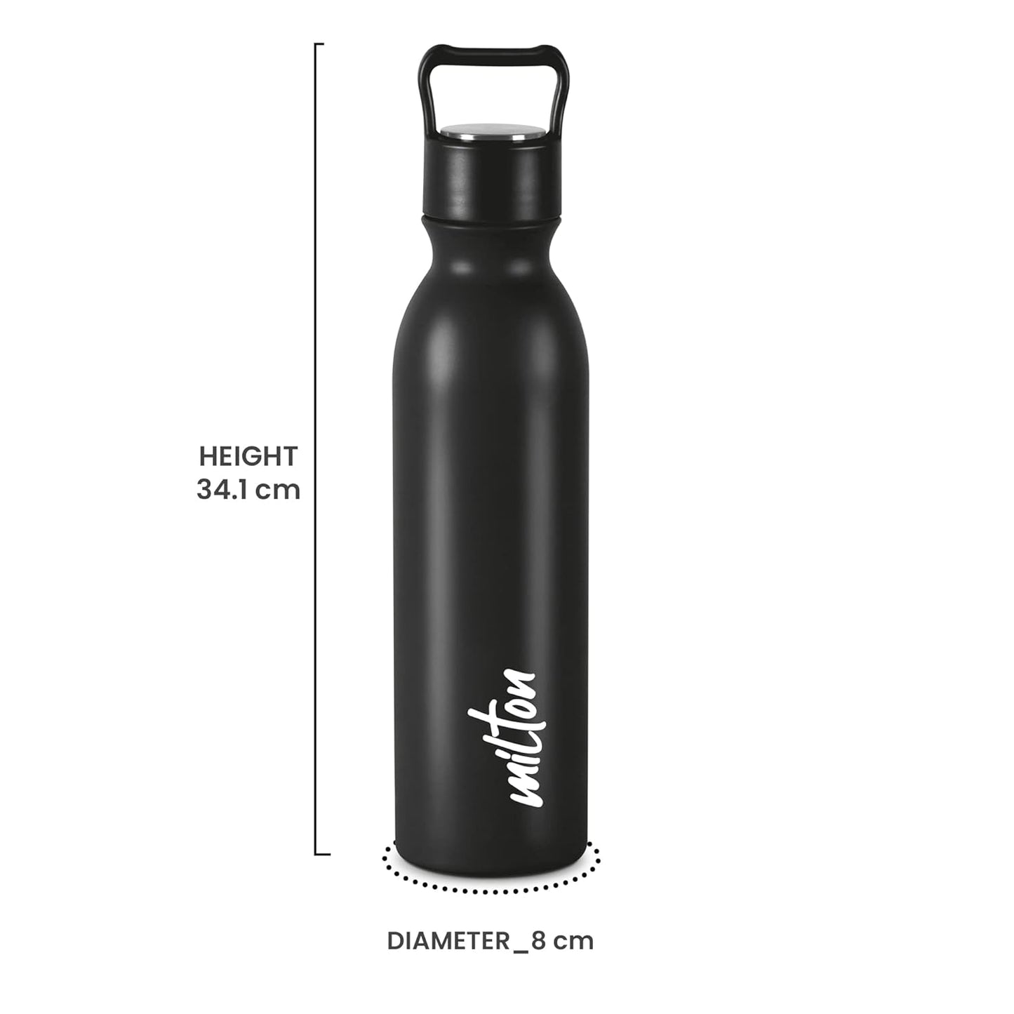 Milton Alice 1000 Thermosteel Bottle, 1 Litre, Black | 24 Hours Hot and Cold | Easy to Carry | Rust Proof | Tea | Coffee | Office| Gym | Home | Kitchen | Hiking | Trekking | Travel Bottle