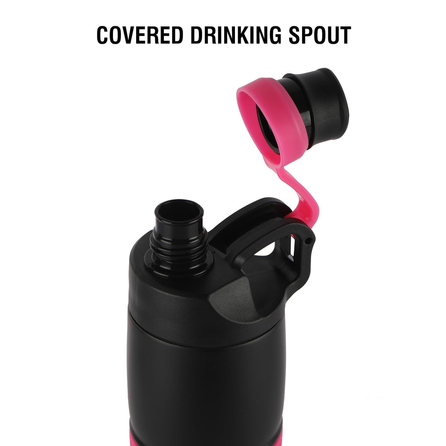 Cello Force Vacuum Insulated Flask | Hot and Cold Water Bottle with Anti-Slip Grip | Double Walled Sports Bottle for Travel, Home, Office, School | 700ml, Pink