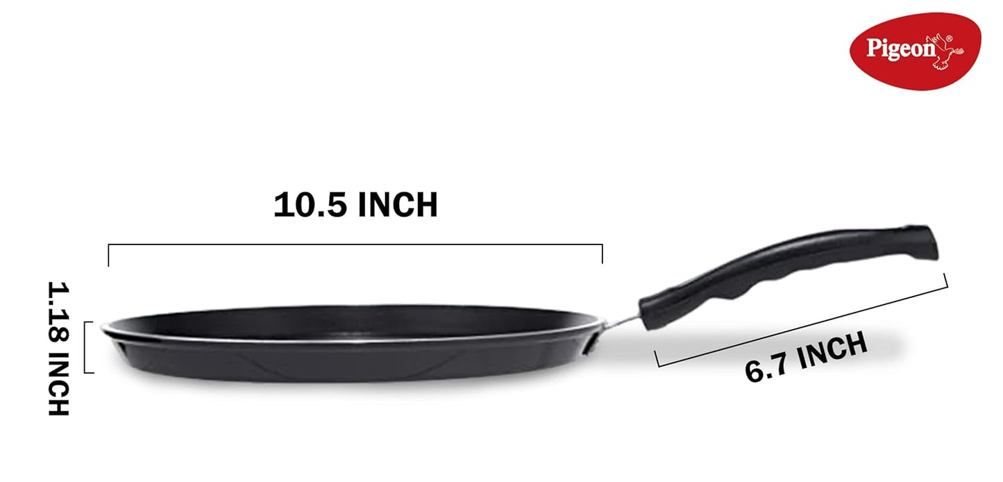 Pigeon by Stovekraft Aluminium Non-Stick Forged Flat Tawa 280, Black, 26 cm