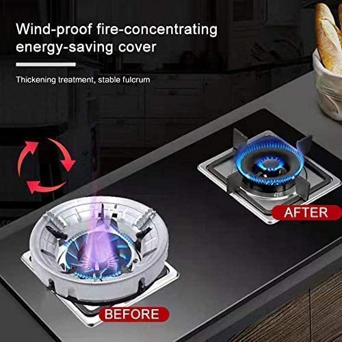 Gas Stove Burner Covers Windproof Energy Saving High Efficiency Heat Insulator Pot Rack Holder Gas Saver Round Burner Stand, glass top gas Saver, Home Stove Fire (silver, 1)