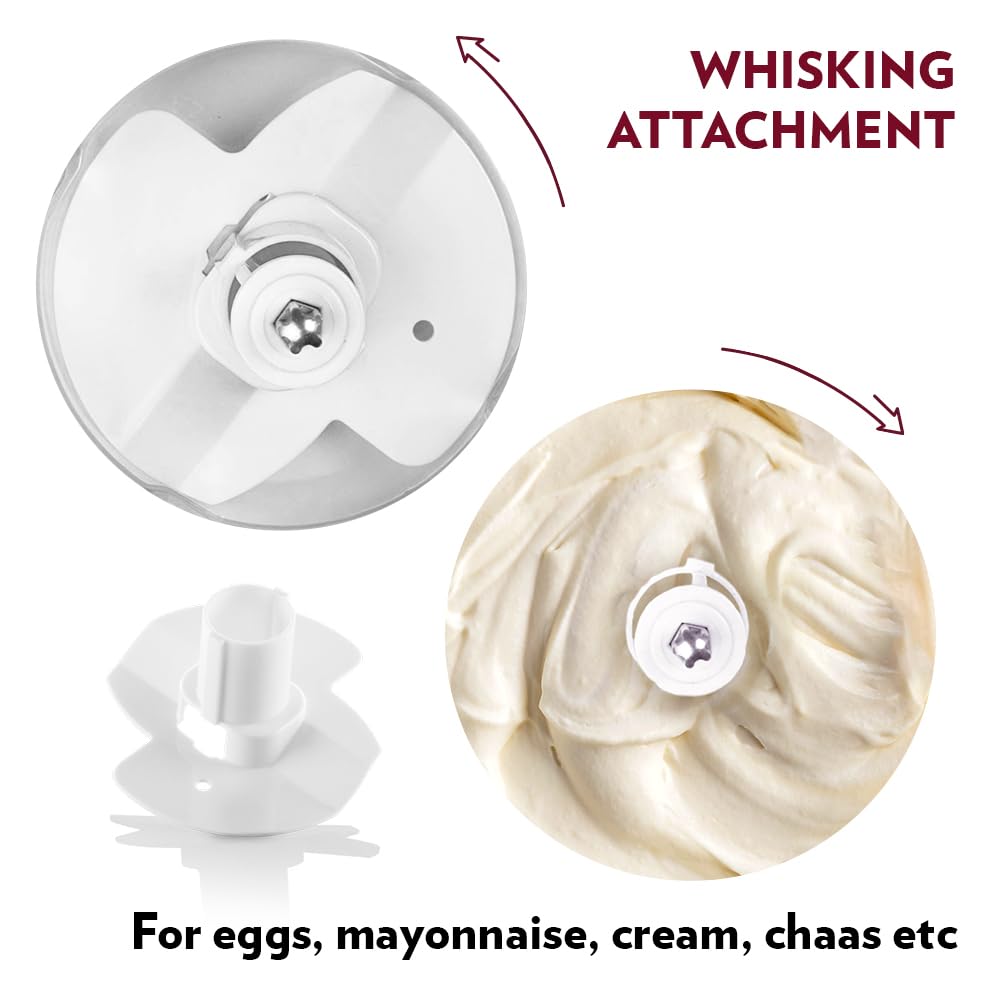 Borosil Chef Delite 260W Electric Chopper For Kitchen Use, White Chopper, Kitchen Accessories Items, Turbo Speed Option, Stainless Steel Blades, Whisking Blade for Cream, Chaas, Lassi