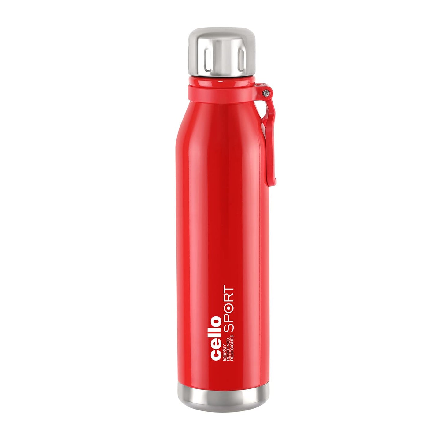 Cello Bentley Stainless Steel Flask, 800ml, Red | 24 Hours Hot and Cold Thermoflask | Leak Proof & Screw Top Lid | Ideal for Office, Gym, Home, Kitchen, Hiking, Trekking, Travel Bottle