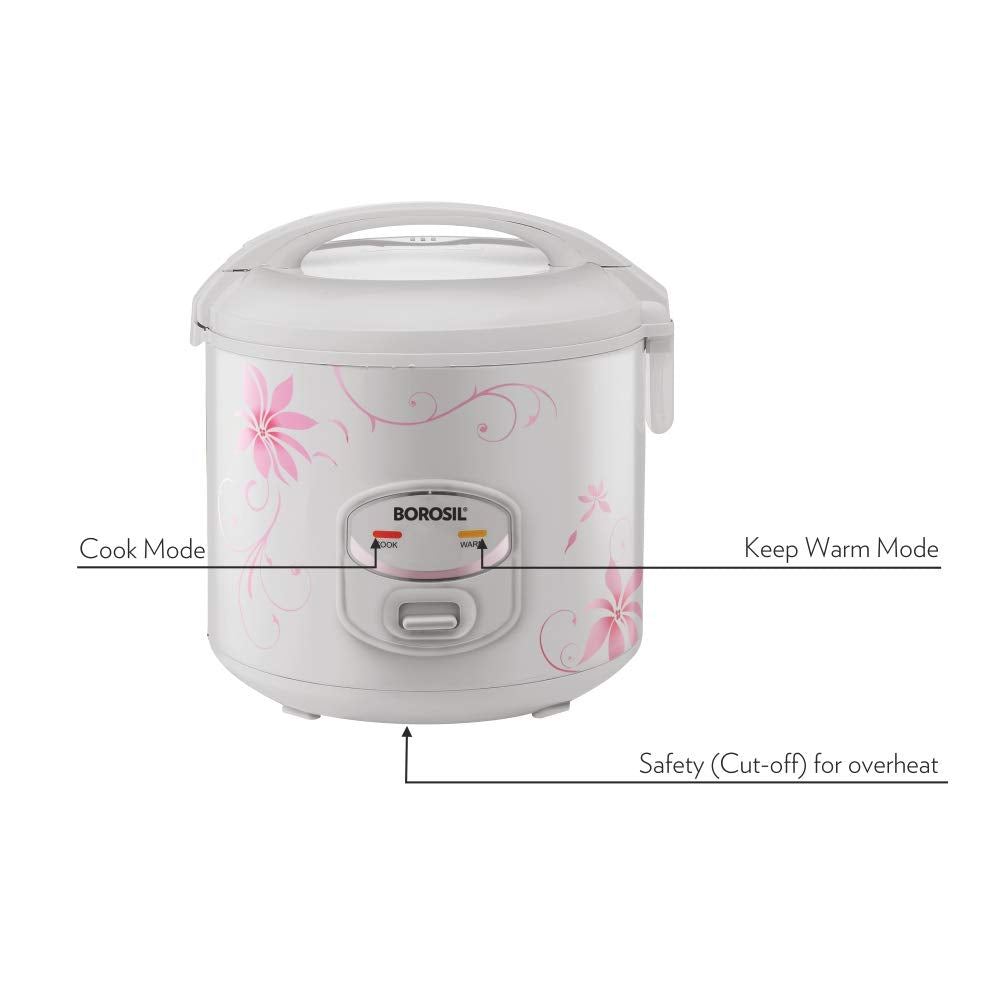 BOROSIL Pronto Deluxe II Electric Rice Cooker (1.8 L, White)