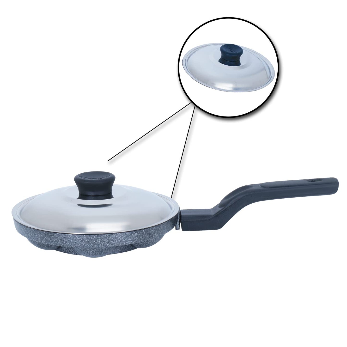 Anjali Aluminium Super 7 Cup Diamond Appa Patra with Lid (Black) - DASL7