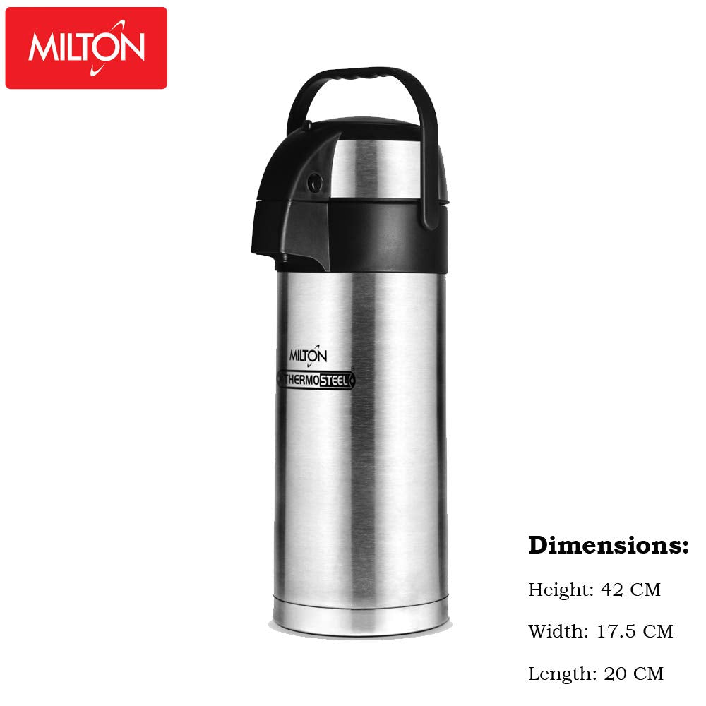 Milton Beverage Dispenser 3500 Stainless Steel for Serving Tea and Coffee, 3.58 Litre, Silver