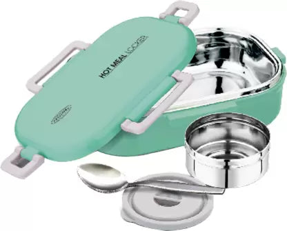 Rushabh collections Asian Hot Meal Locker Kids Insulated Lunch Box - GREEN 500 ml 2 Containers Lunch Box (600 ml, Thermoware)