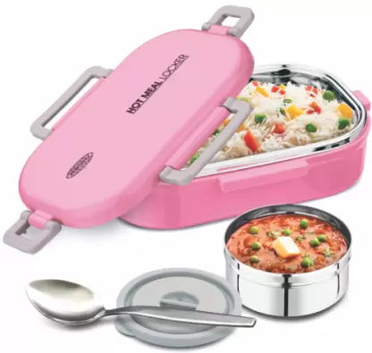 Rushabh collections Asian Hot Meal Locker Kids Insulated Lunch Box - GREEN 500 ml 2 Containers Lunch Box (600 ml, Thermoware)