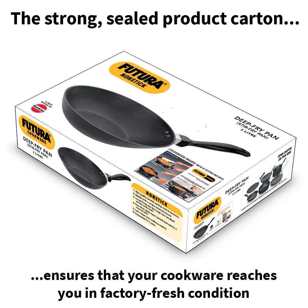 Hawkins Futura Nonstick Deep-Fry Pan (Stir-Fry Pan) 2 L, 26 cm, 3.25 mm (Black) (NDL20)