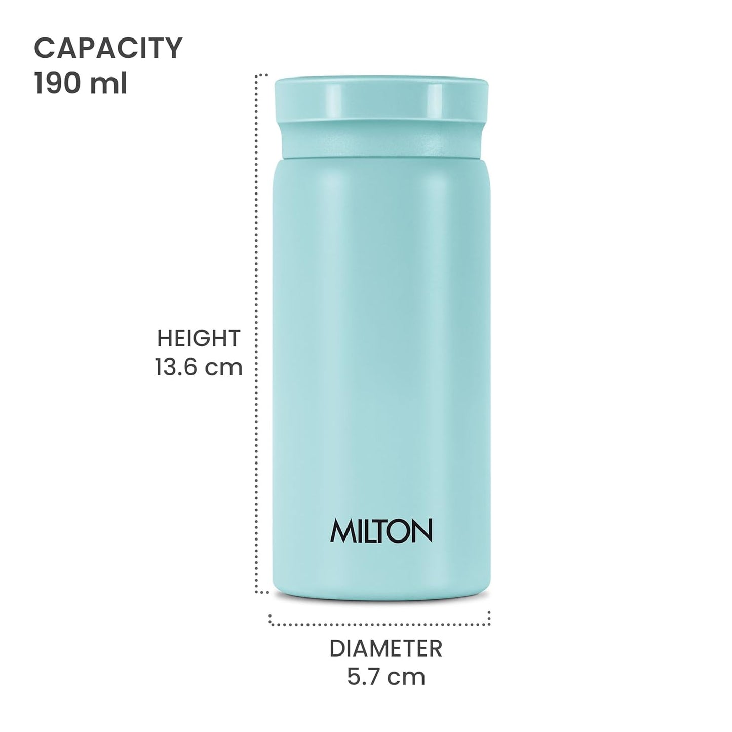 Milton Minimate 200 Thermosteel Insulated Water Bottle, 190 ml, 24 Hr Hot and Cold | Leak Proof Lid, ISI Certified I Vacuum Insulated | for Office, Gym, School | Blue