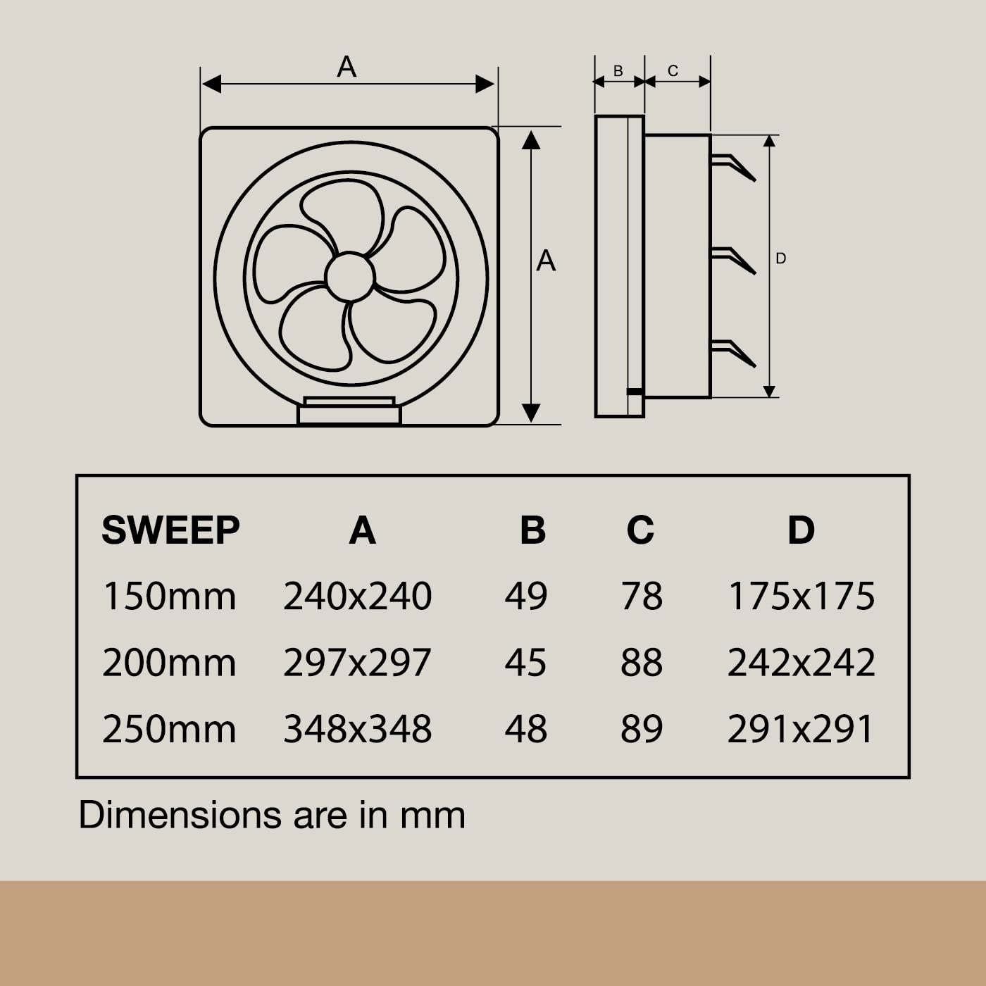 USHA Crisp Air VX Exhaust Fan | 150mm Sweep Size | 240mm Duct Size | 100% Copper Motor | 2 Year Warranty | (White)