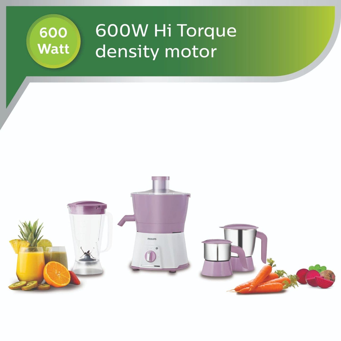 Philips Avenger HL7581 600 Juicer Mixer Grinder (Pink, 3 Jars)