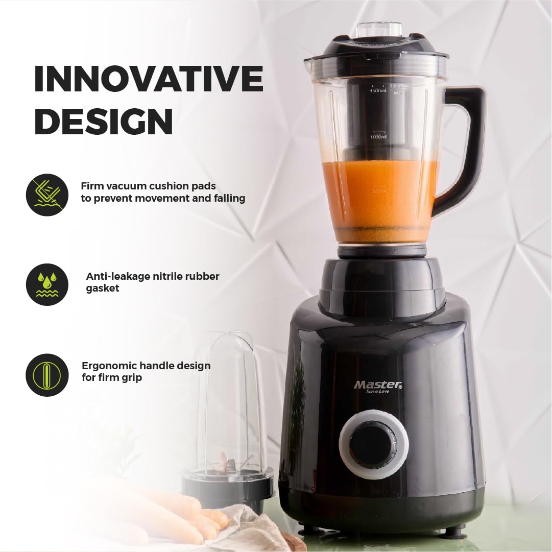 Master Wonder Mixer Grinder, unique VentAir Turbo Powerful 850W, Ultra Grind Technology, 5 Jars (3 Stainless Steel + 2 Polycarbonate), Black, 3 Years Product Warranty, 5 Years Motor Warranty