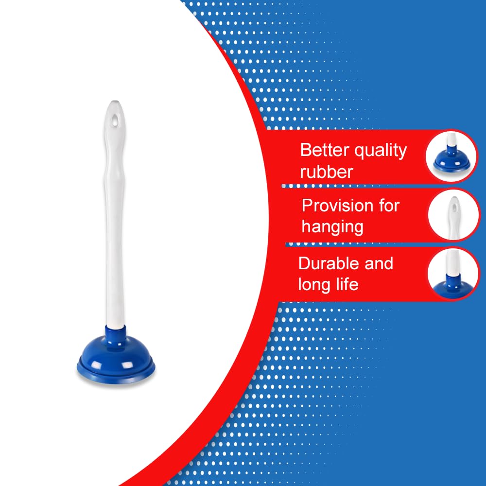 Cello Kleeno Max Multifunctional Plunger | Enhanced Pressure, Fit, and Suction | Plastic Handle For Comfortable Grip | Compact Design with Ergonomic Handle and Long-Lasting Durability | Blue