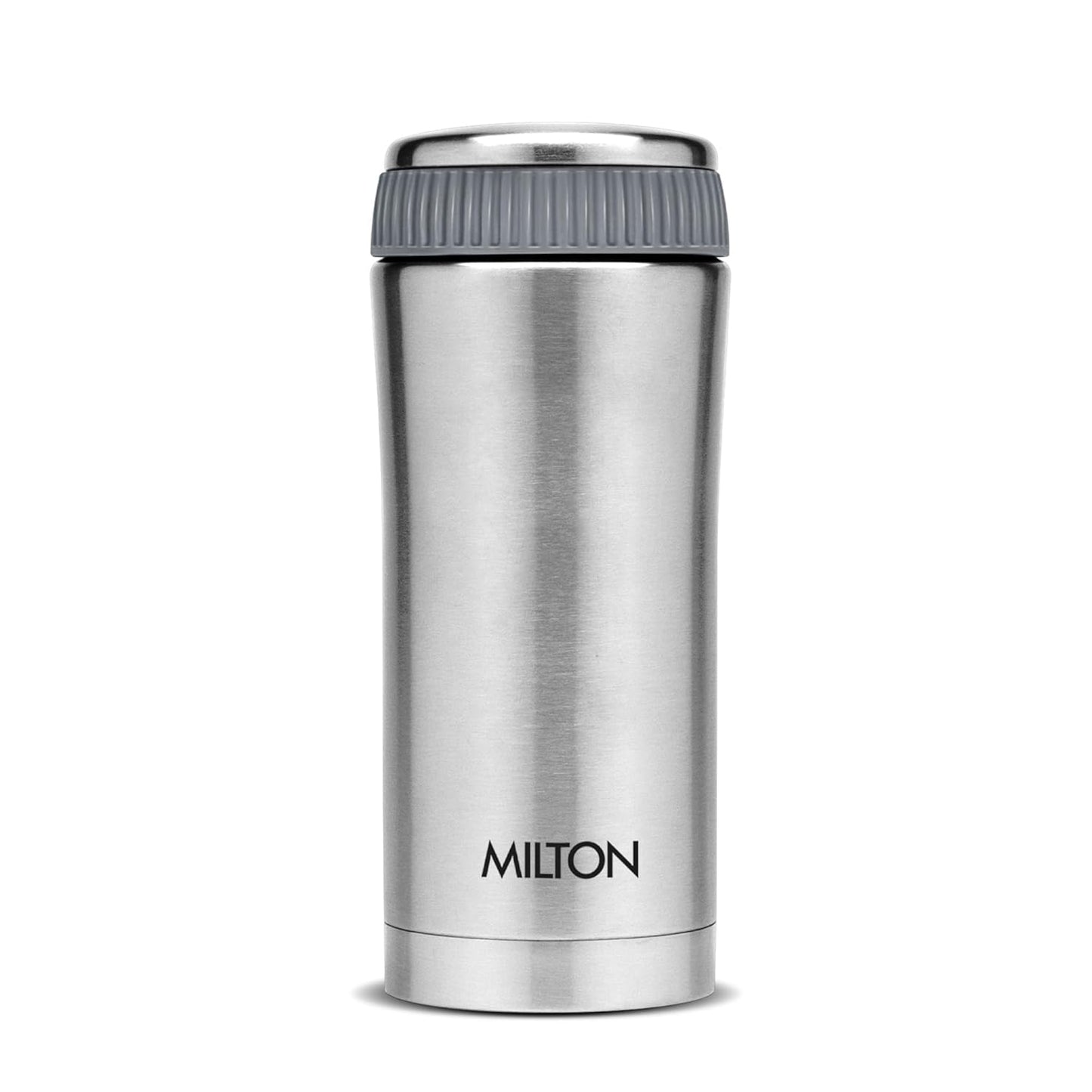 Milton Optima 350 Thermosteel Hot and Cold Flask, 340 ml, Silver | Vacuum Insulated | Rust Proof | Leak Proof | Tea | Coffee | Juice