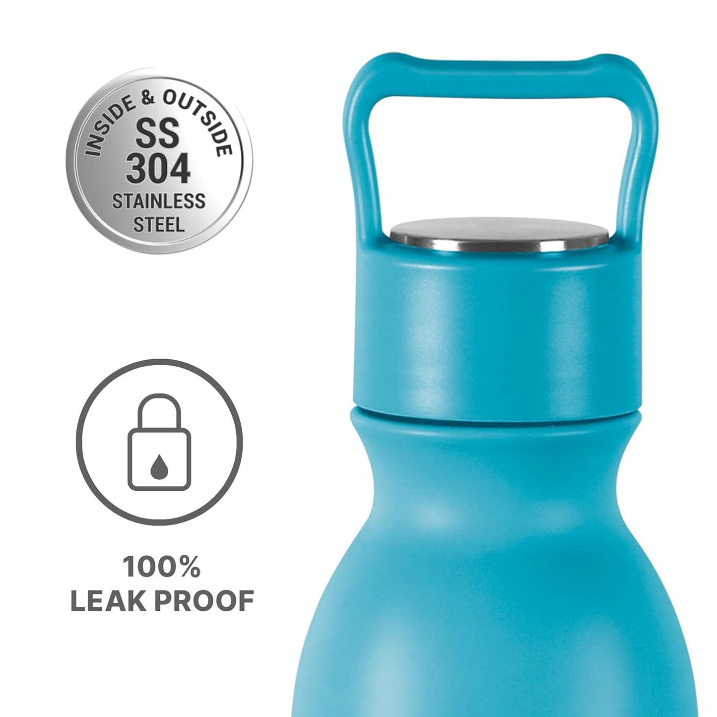 Milton Alice 1000 Thermosteel Bottle, 1 Litre, Blue | 24 Hours Hot and Cold | Easy to Carry | Rust Proof | Tea | Coffee | Office| Gym | Home | Kitchen | Hiking | Trekking | Travel Bottle