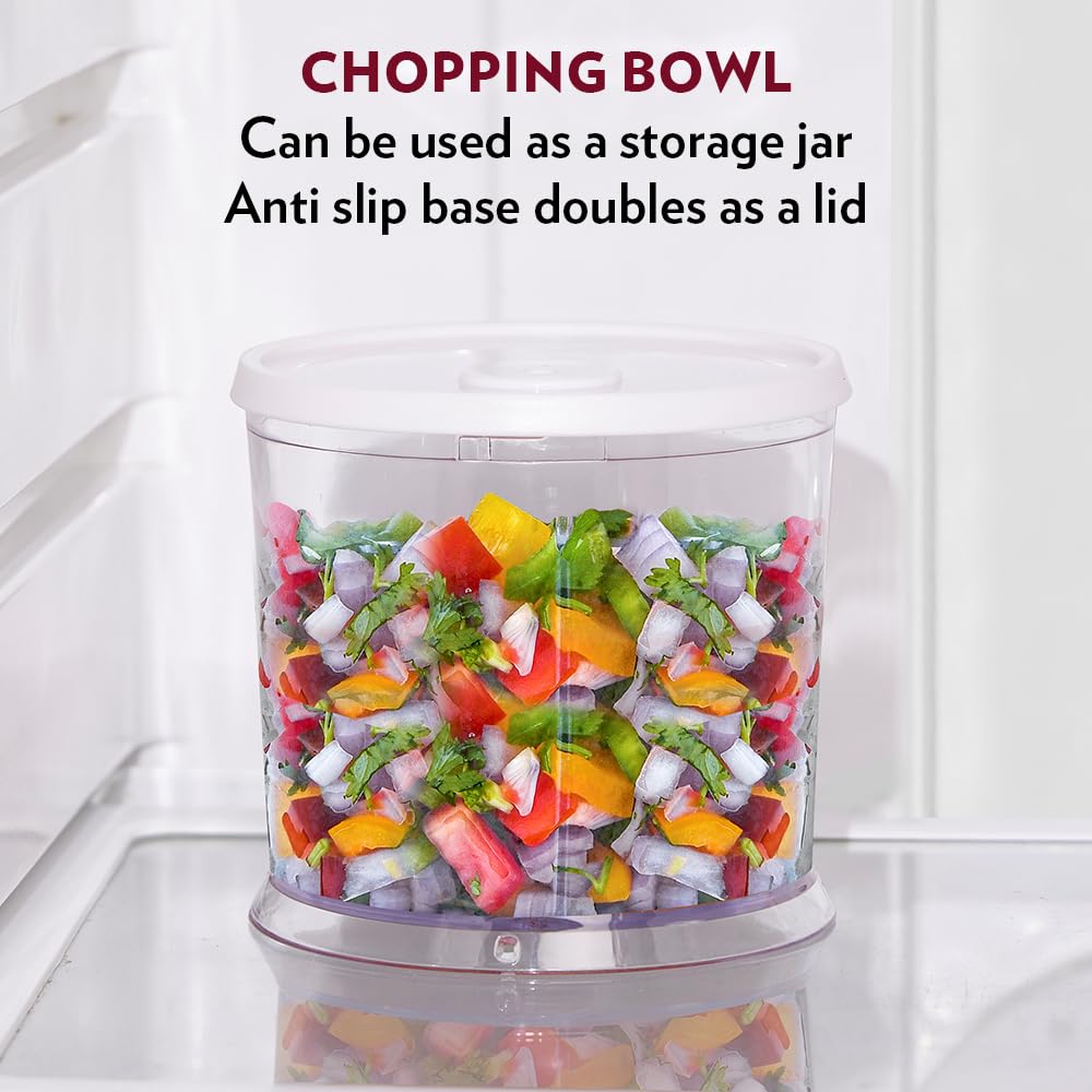 Borosil Chef Delite 260W Electric Chopper For Kitchen Use, White Chopper, Kitchen Accessories Items, Turbo Speed Option, Stainless Steel Blades, Whisking Blade for Cream, Chaas, Lassi